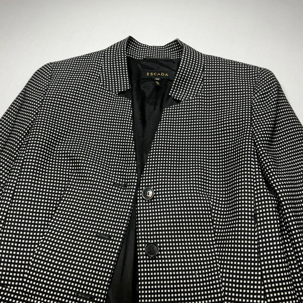 ESCADA Blazer Black & White Checkered Print Career‎ Business Casual Coat